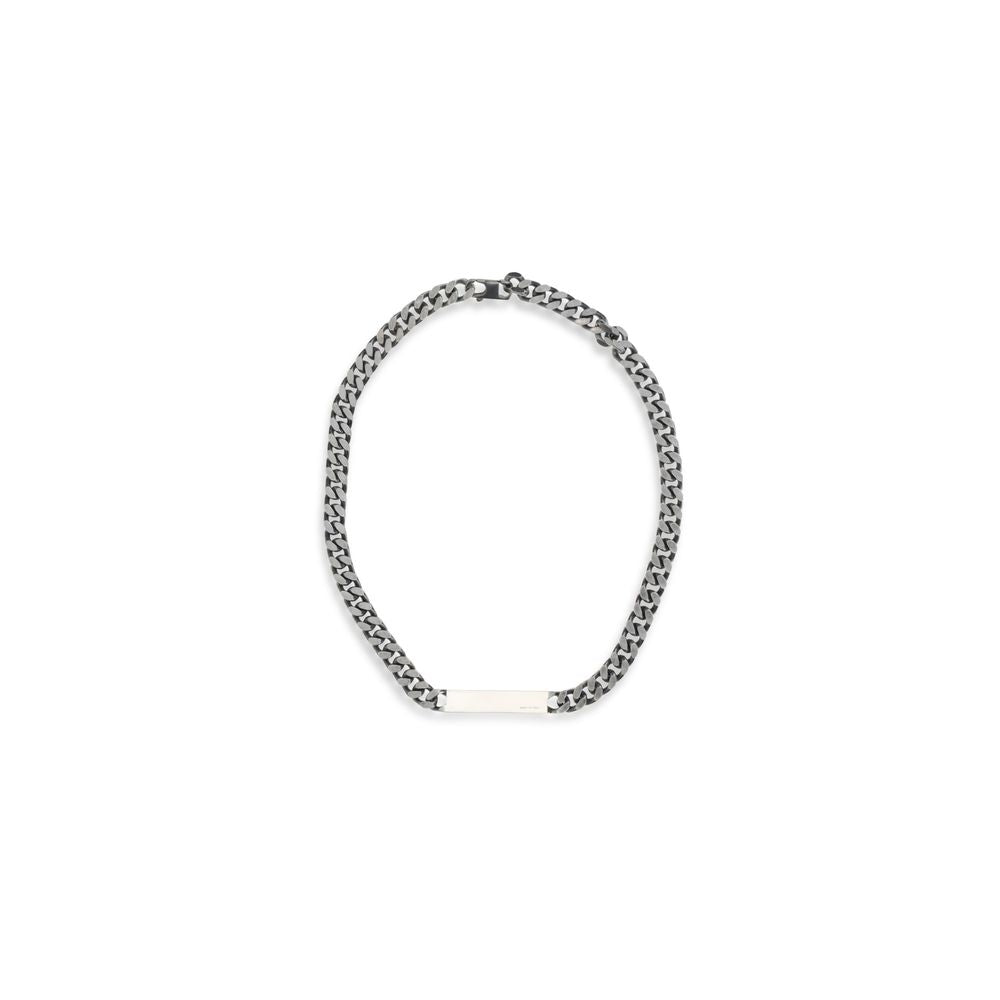 Elevate your elegance with the MM6 Silver Metal Necklace, a minimalist brass masterpiece from the SS26 collection, embodying timeless luxury and sophistication.