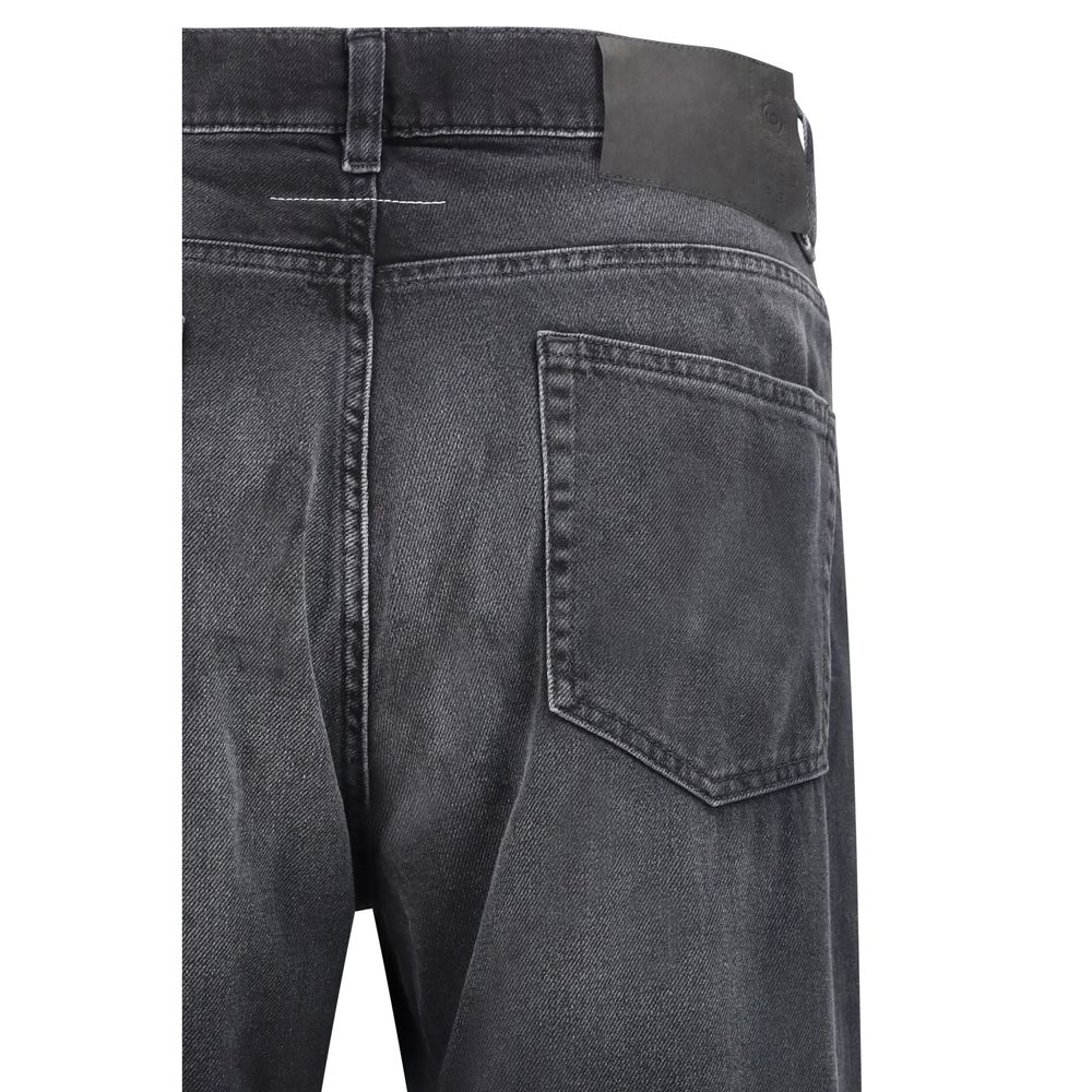 Elevate your wardrobe with MM6 Black Cotton Straight-Leg Jeans, crafted from premium cotton for timeless sophistication and effortless style in any setting.