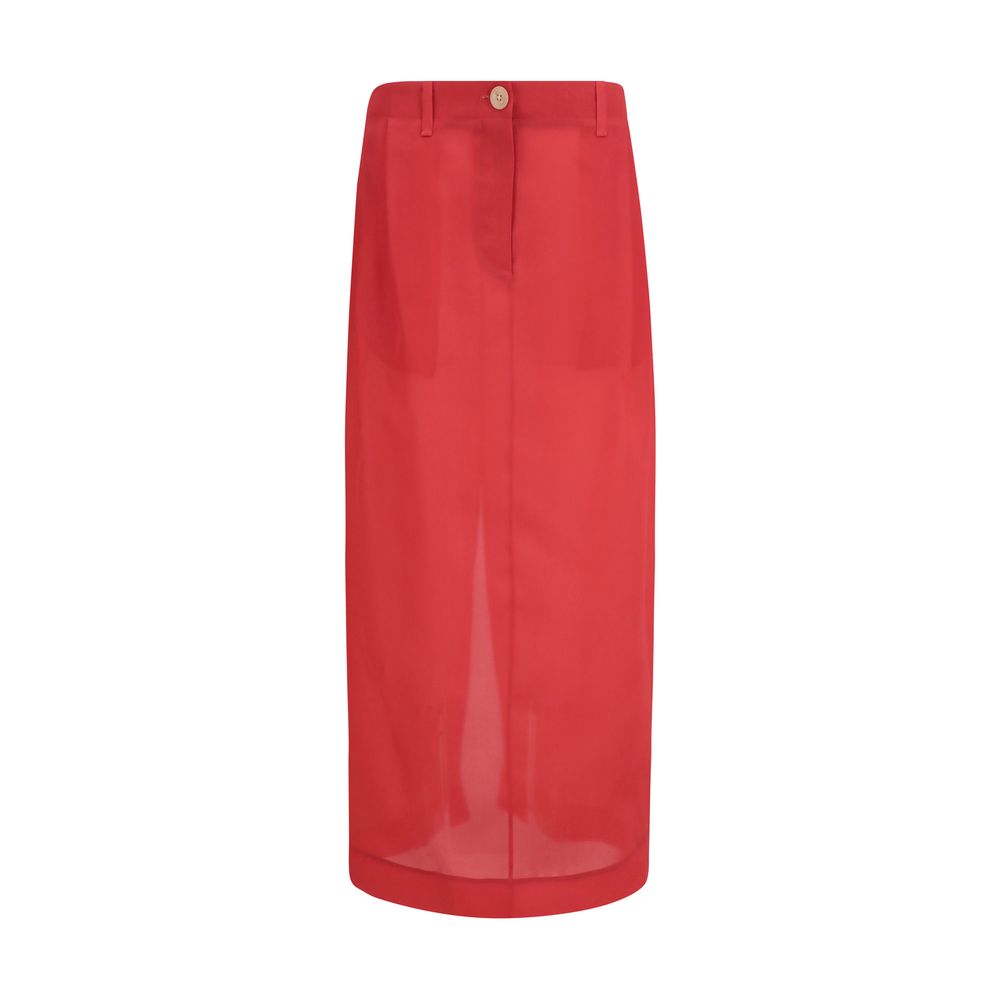 Discover the Khaite Multicolor Silk Midi Skirt, a masterpiece of silk organza from SS25, embodying exquisite craftsmanship and modern elegance for the discerning fashion lover.