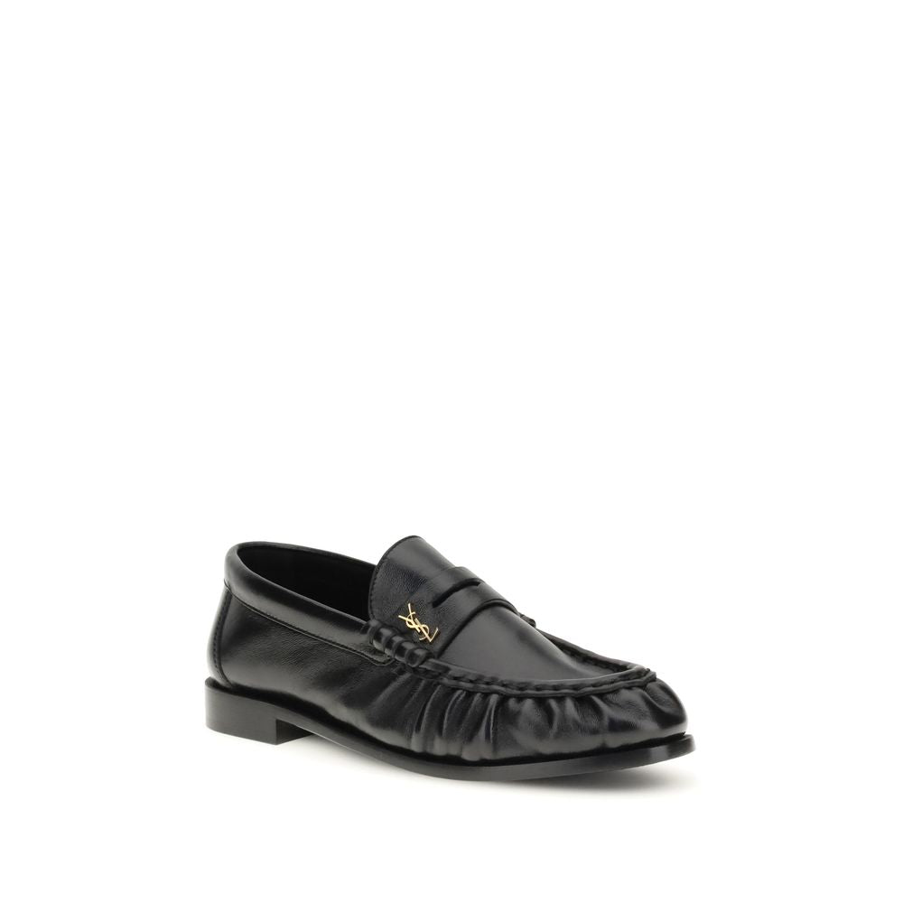 Saint Laurent Black Lamb Slip-On Loafers - Timeless Luxury