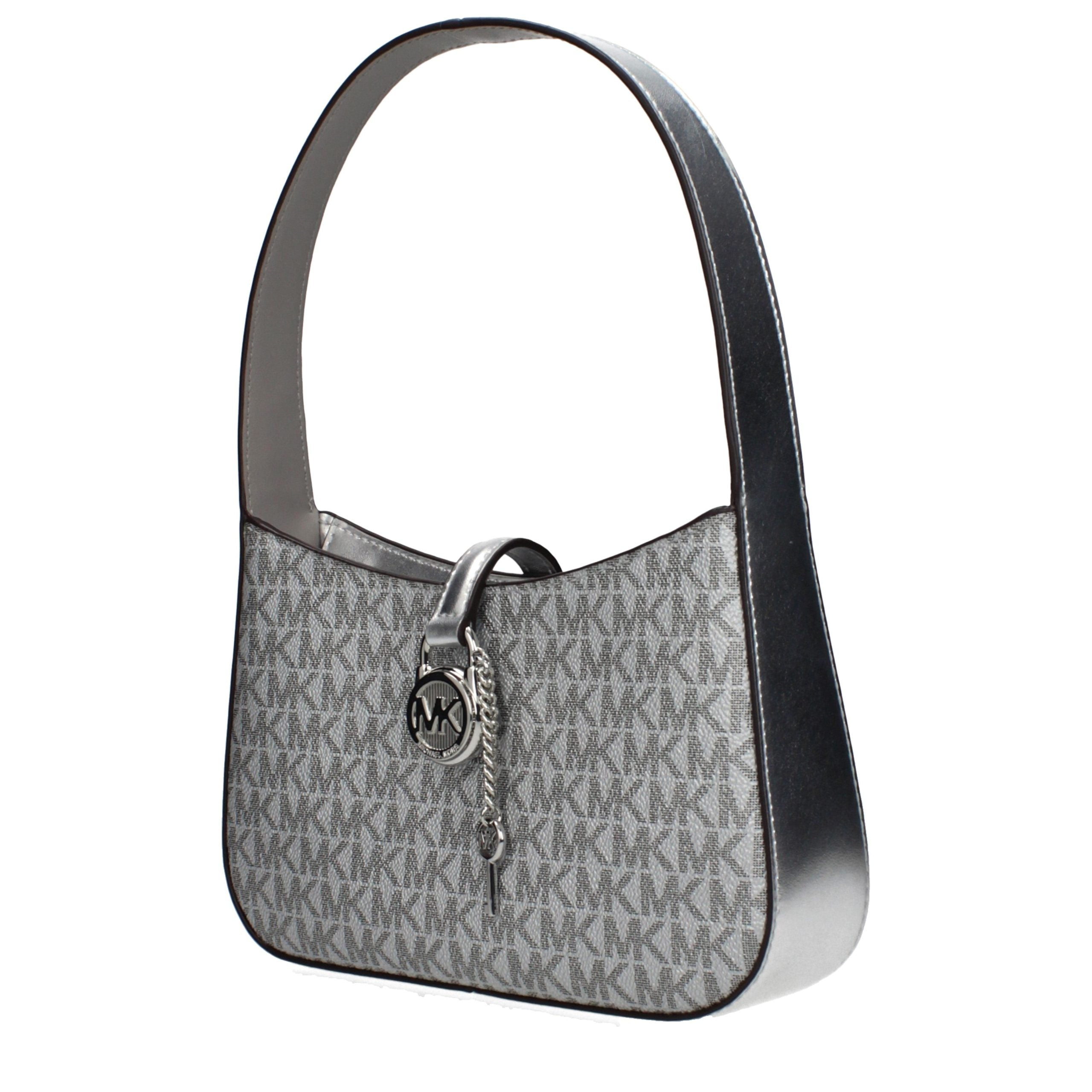 Elevate your elegance with the Michael Kors Gray Fabric Handbag, a luxurious blend of opulence and sophistication, crafted for the discerning individual.