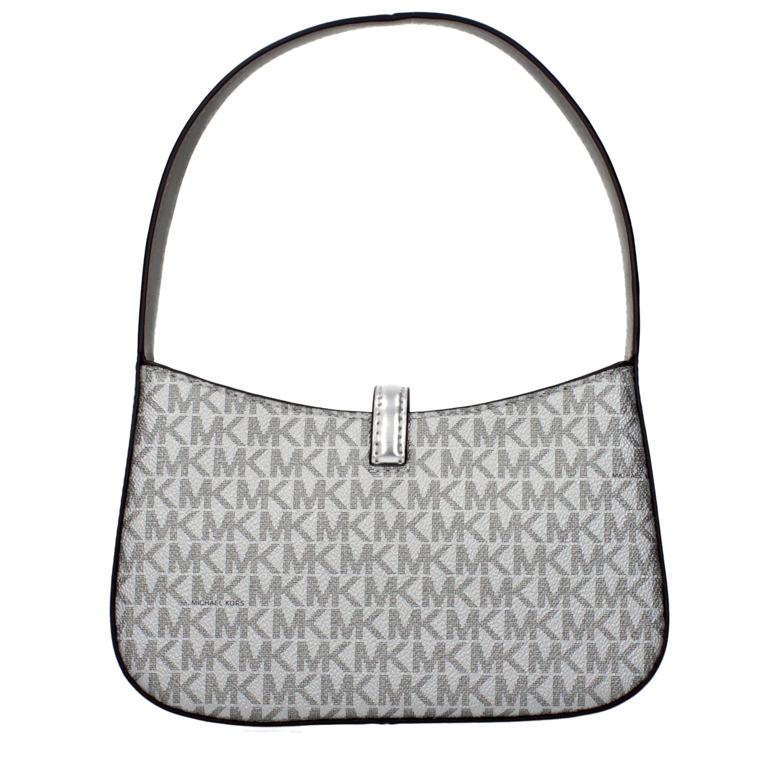 Elevate your elegance with the Michael Kors Gray Fabric Handbag, a luxurious blend of silver fabric and metallic allure, perfect for the discerning connoisseur.