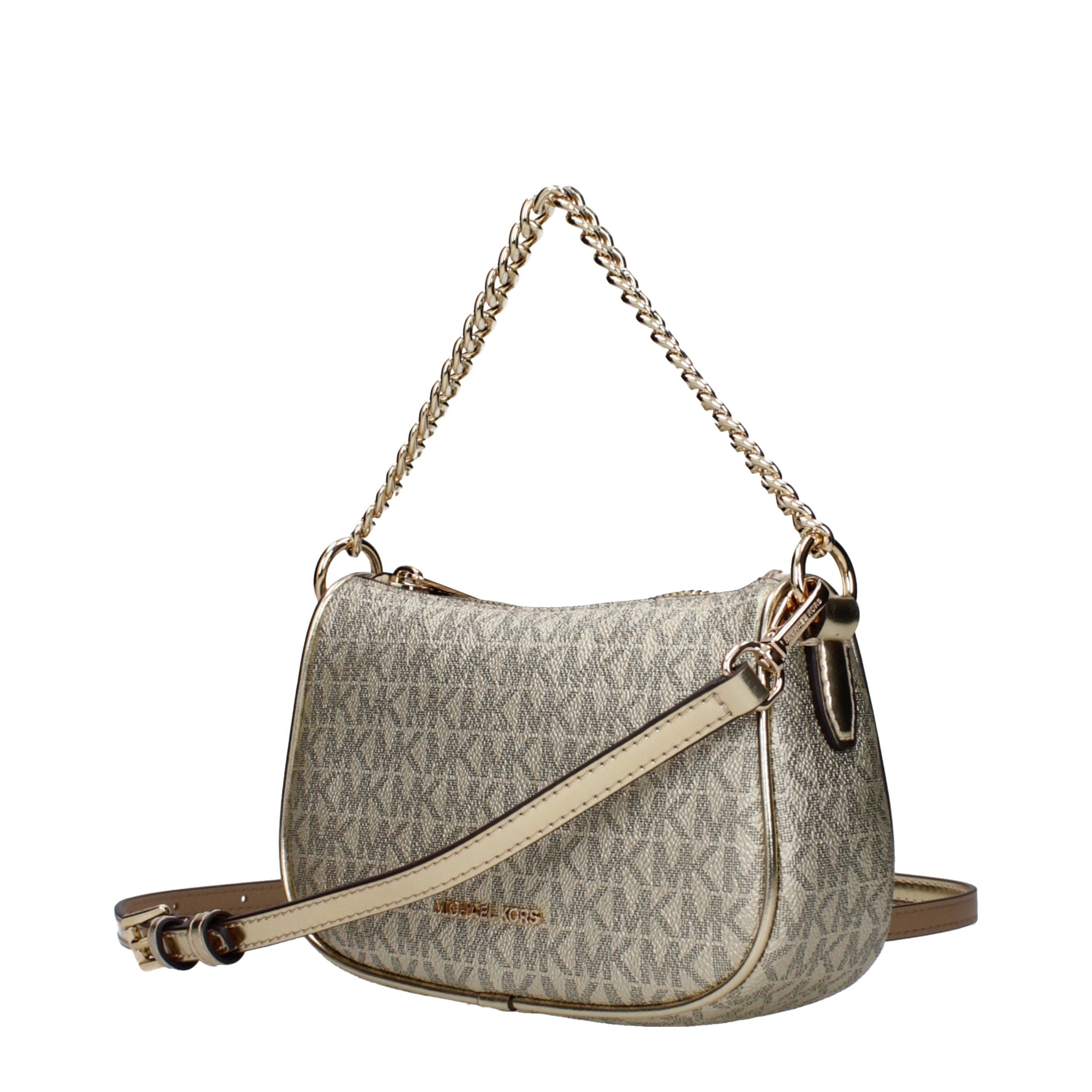 Elevate your style with the Michael Kors Gold Fabric Handbag, a masterpiece of opulent design and exquisite craftsmanship, perfect for any sophisticated occasion.