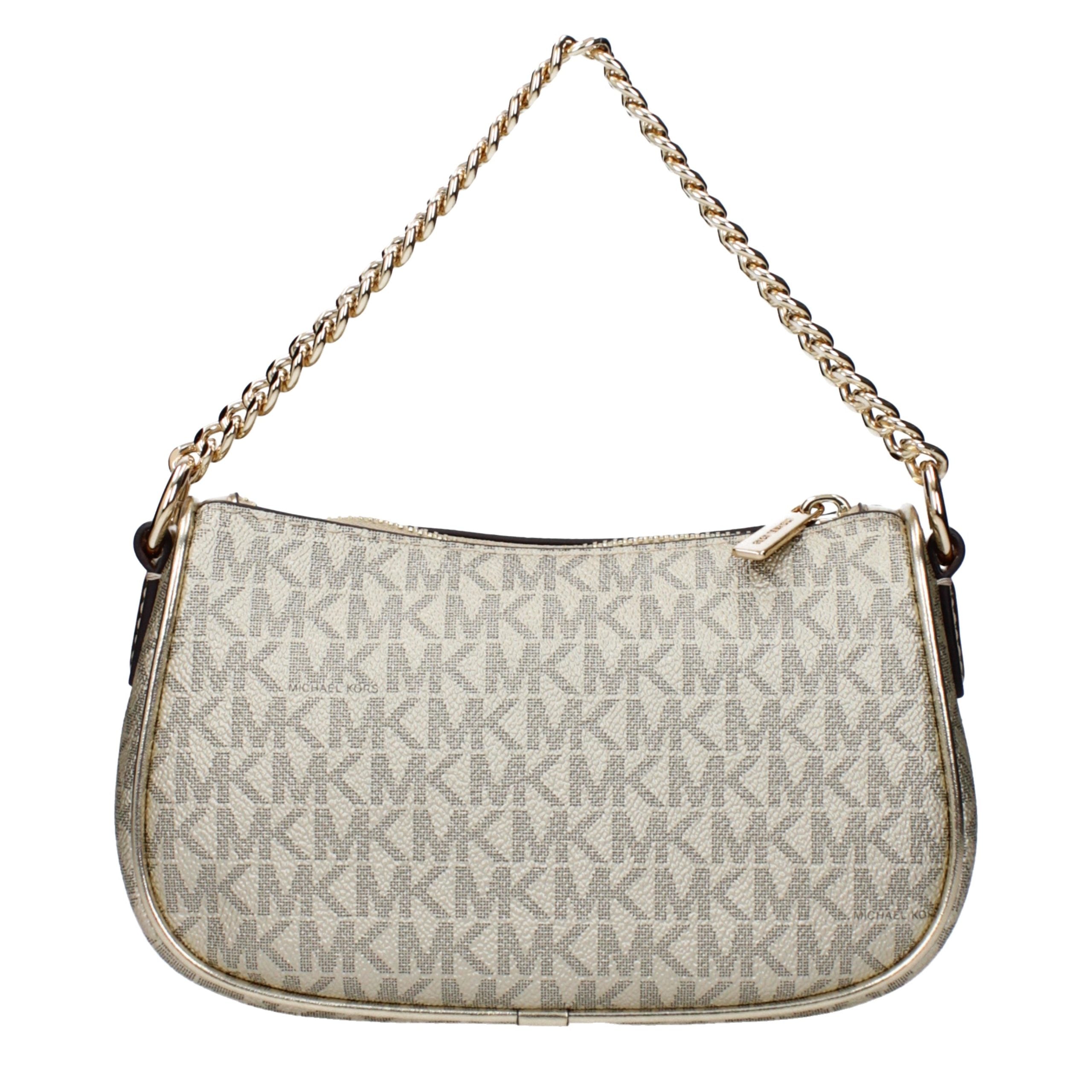 Elevate your elegance with the Michael Kors Gold Fabric Handbag, a masterpiece of opulent design and exquisite craftsmanship, perfect for sophisticated occasions.