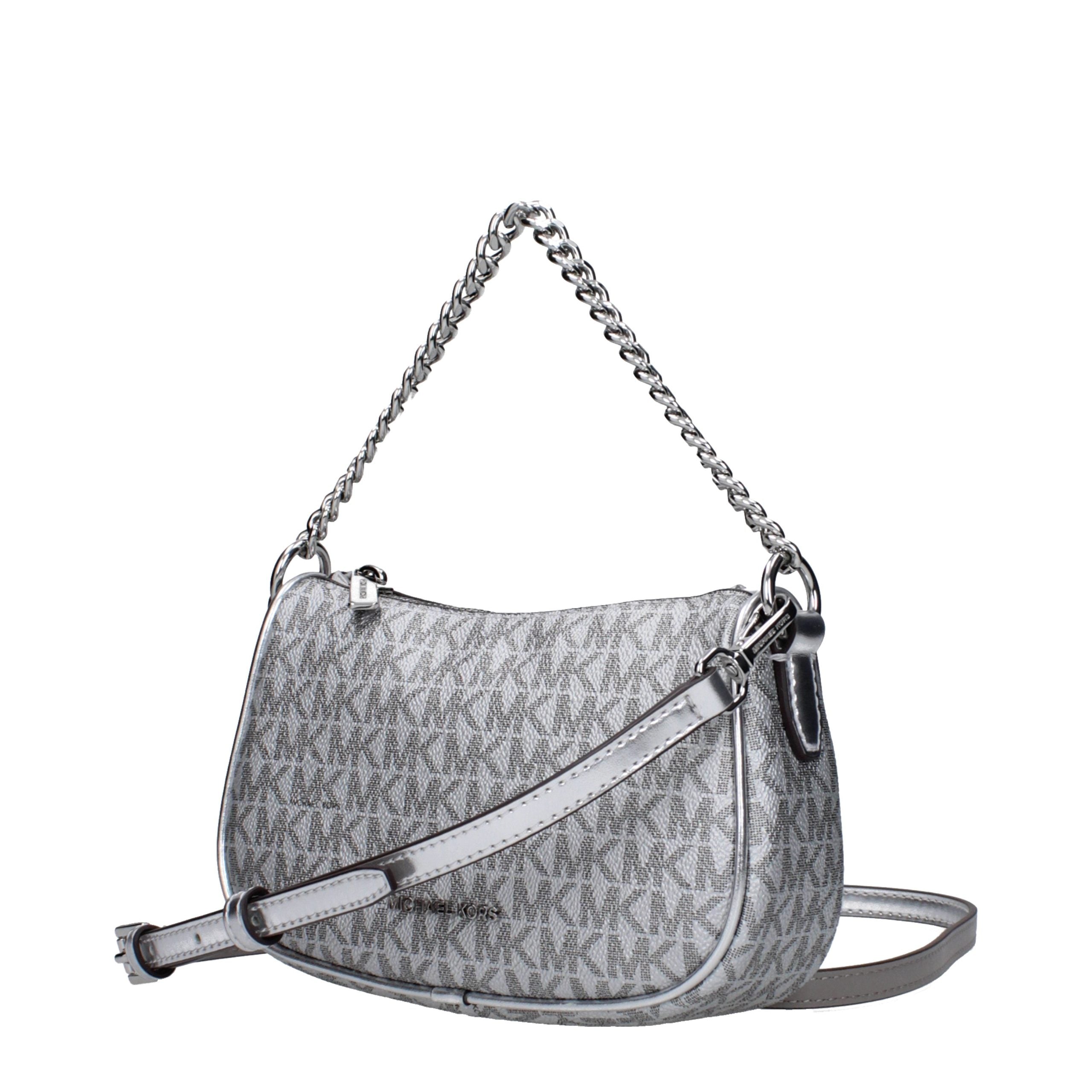 Elevate your elegance with the Michael Kors Gray Fabric Handbag, a masterpiece of artisanal luxury, designed for those who embody sophistication and allure.