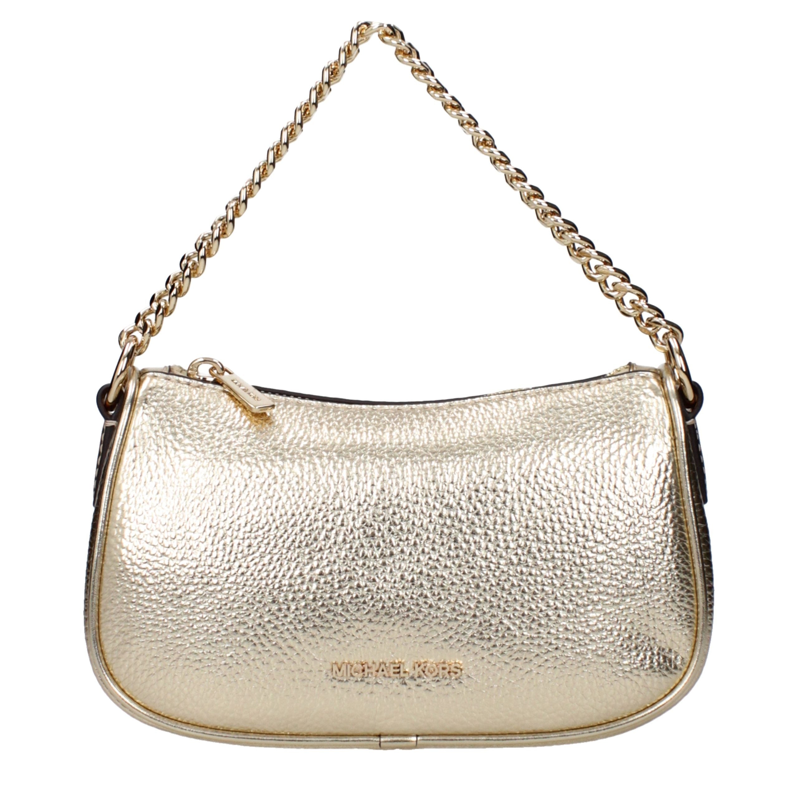 Indulge in the opulence of the Michael Kors Gold Leather Handbag, a timeless masterpiece crafted from premium leather, embodying sophistication for every occasion.