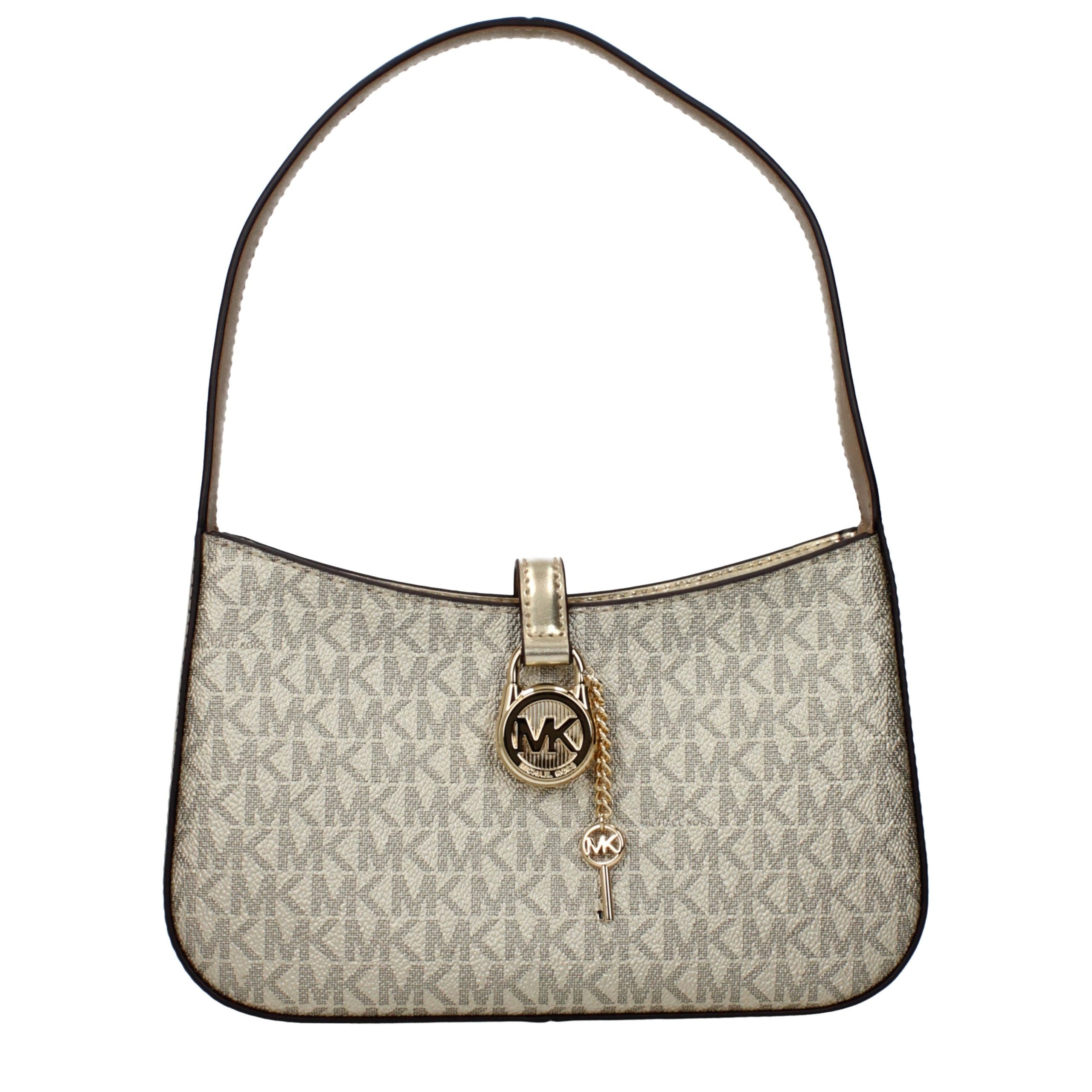 Elevate your elegance with the Michael Kors Gold Fabric Handbag, a masterpiece of artisanal luxury that embodies sophistication and timeless allure.