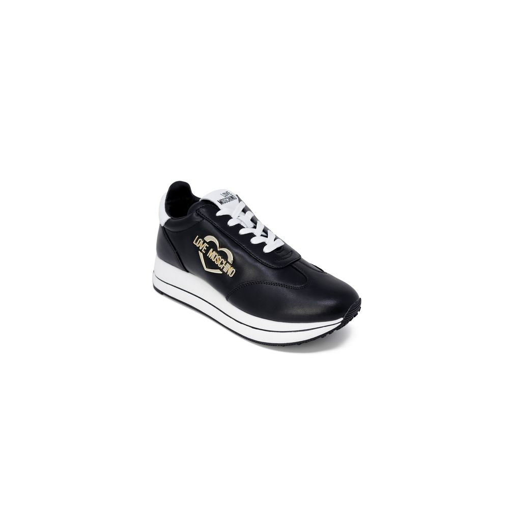 Indulge in the elegance of Love Moschino Black Leather Low Top Sneakers, where premium materials and exquisite craftsmanship redefine urban chic for the discerning individual.