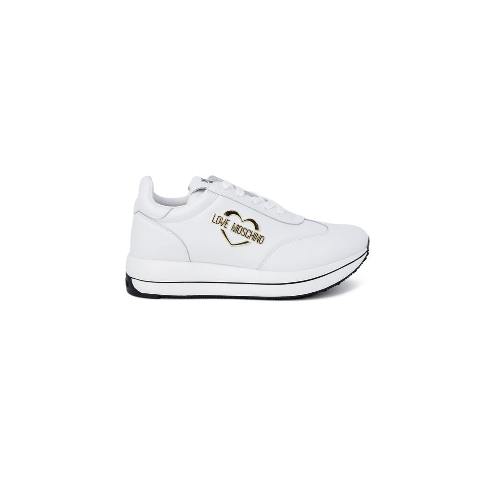 Elevate your style with Love Moschino White Leather Low Top Sneakers, a seamless blend of luxury and comfort, perfect for the discerning individual seeking chic sophistication.