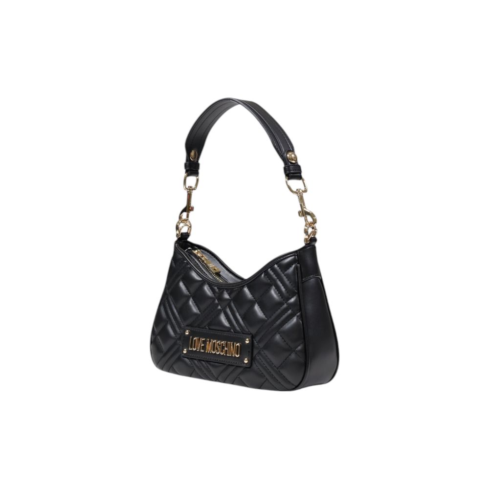 Indulge in the exquisite Love Moschino Black Polyethylene Handbag, a timeless masterpiece of luxurious craftsmanship and refined elegance, perfect for any sophisticated occasion.