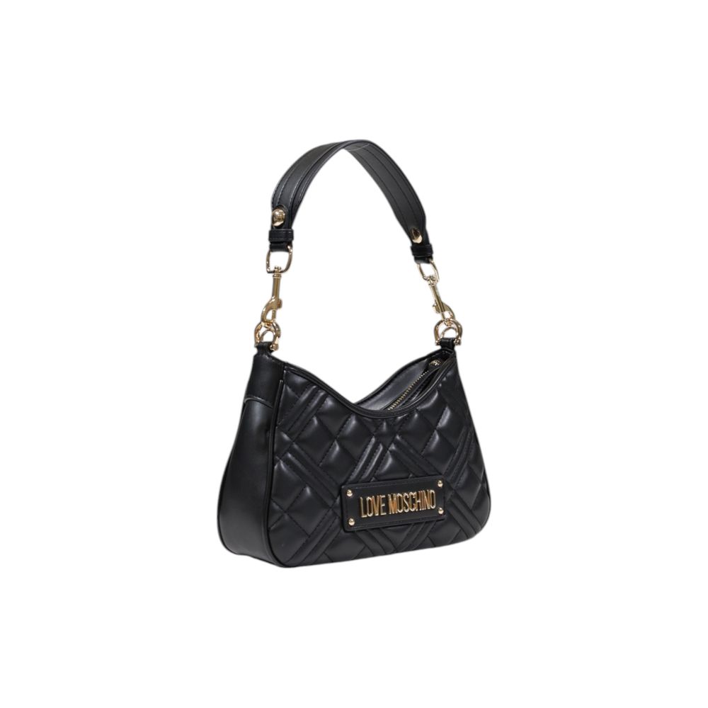 Indulge in the exquisite allure of the Love Moschino Black Polyethylene Handbag, a timeless masterpiece of luxurious craftsmanship designed for the discerning individual.
