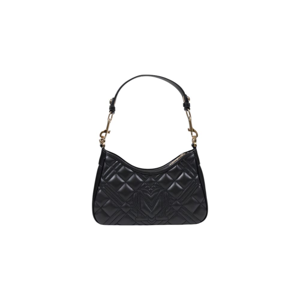 Indulge in the luxurious allure of the Love Moschino Black Polyethylene Handbag, a timeless masterpiece crafted from premium materials, perfect for elevating any ensemble.