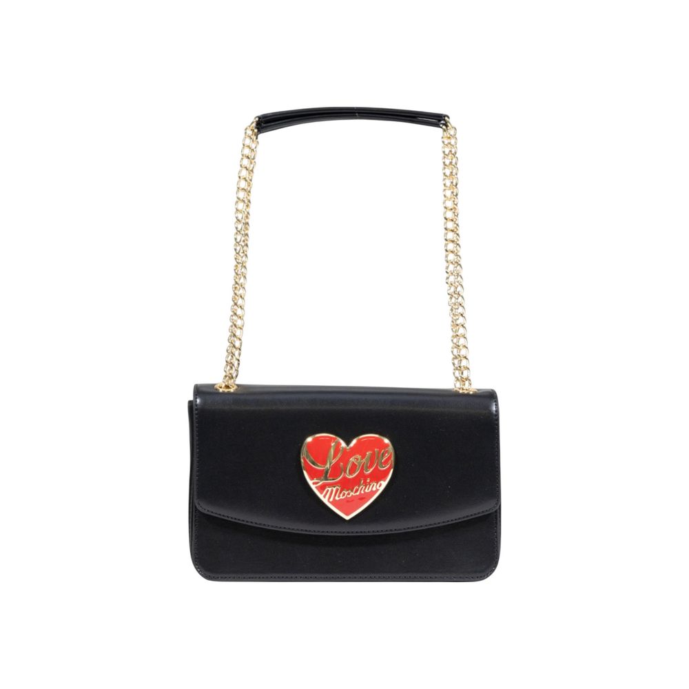 Indulge in the Love Moschino Black Polyethylene Handbag, a masterpiece of elegance and versatility, crafted from luxurious polyurethane for the discerning individual.