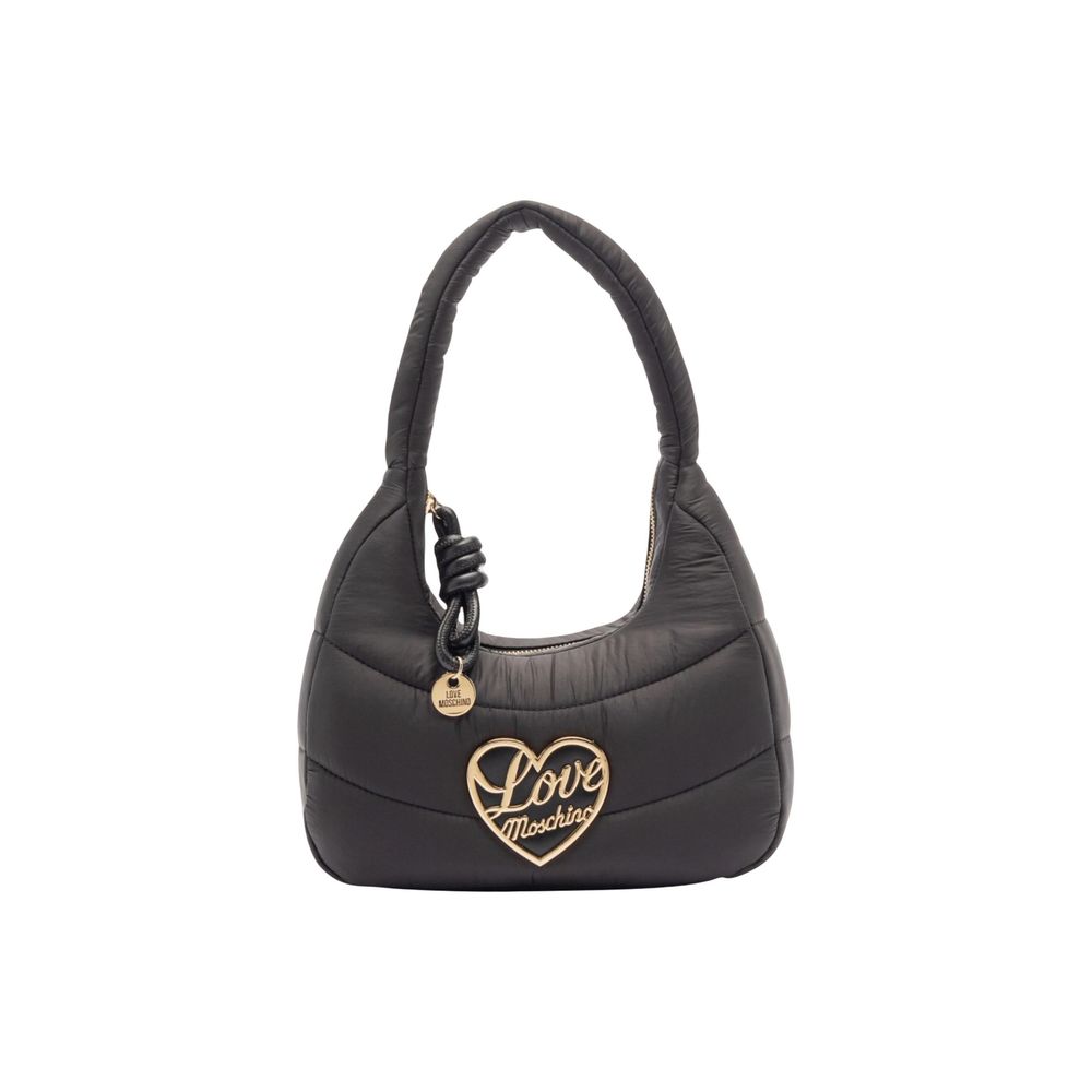 Discover the Love Moschino Black Nylon Handbag, a luxurious blend of nylon and polyurethane that embodies elegance and sophistication for every occasion.