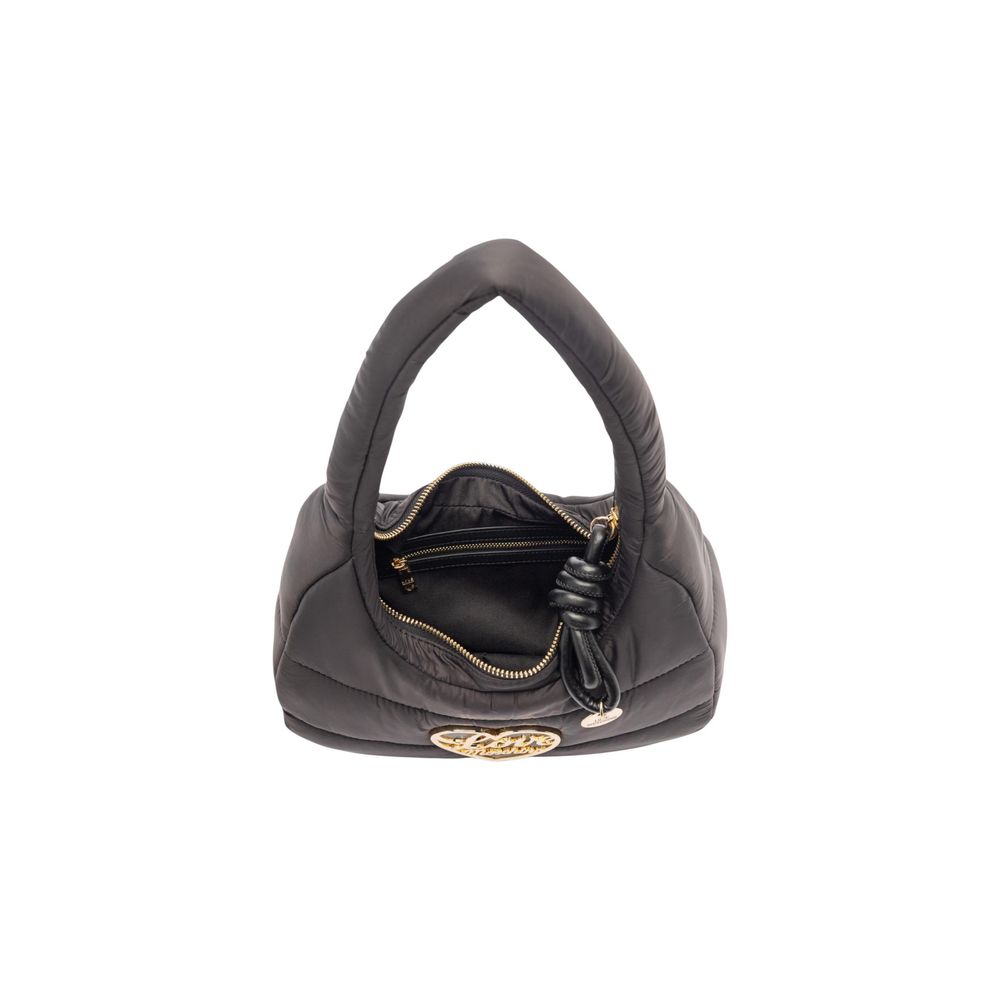 Indulge in the exquisite Love Moschino Black Nylon Handbag, a luxurious blend of style and sophistication, perfect for elevating any ensemble with timeless elegance.