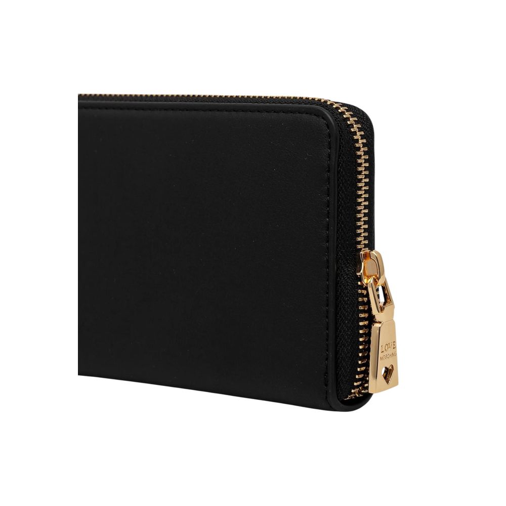 Indulge in the Love Moschino Black Polyethylene Wallet, a luxurious blend of high-quality polyurethane and refined craftsmanship, perfect for the discerning individual.