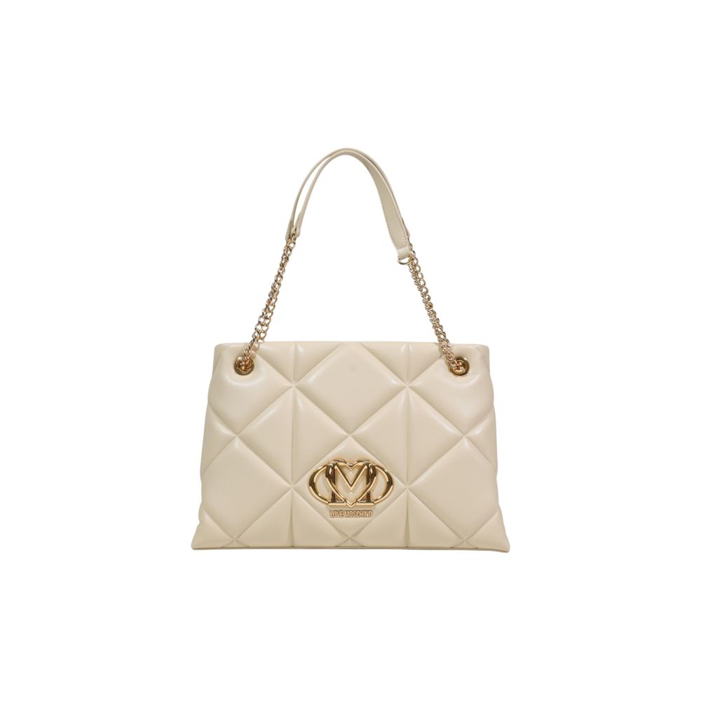 Indulge in the Love Moschino Beige Artificial Leather Handbag, a masterpiece of eco-leather craftsmanship and quilted elegance, perfect for elevating any ensemble.