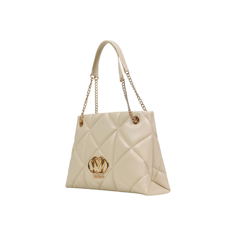 Indulge in the Love Moschino Beige Artificial Leather Handbag, a masterpiece of eco-leather craftsmanship and quilted elegance, perfect for elevating any ensemble.