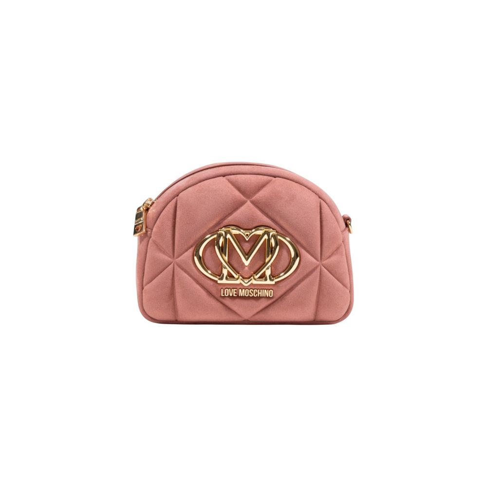 Discover the Love Moschino Pink Suede Leather Handbag, a luxurious accessory crafted from exquisite suede, perfect for elevating any ensemble with timeless elegance.