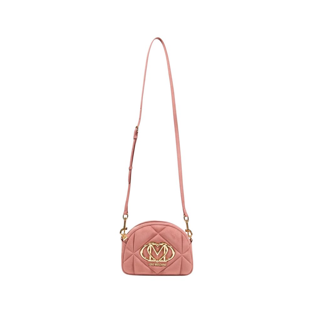 Indulge in the exquisite Love Moschino Pink Suede Leather Handbag, a luxurious blend of craftsmanship and modern elegance, perfect for elevating any ensemble.