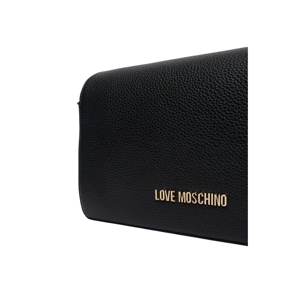 Indulge in the Love Moschino Black Polyethylene Handbag, a masterpiece of soft durability and elegant design, perfect for elevating your everyday luxury.