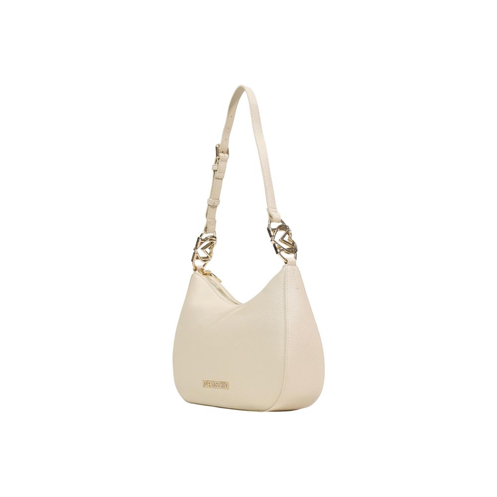 Elevate your style with the Love Moschino Beige Polyethylene Handbag, a masterpiece of refined polyurethane and gold-tone details, embodying timeless elegance for the discerning individual.