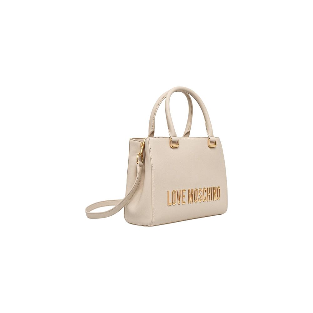 Elevate your style with the Love Moschino Beige Polyethylene Handbag, a masterpiece of craftsmanship and elegance, perfect for those who appreciate luxury and sophistication.
