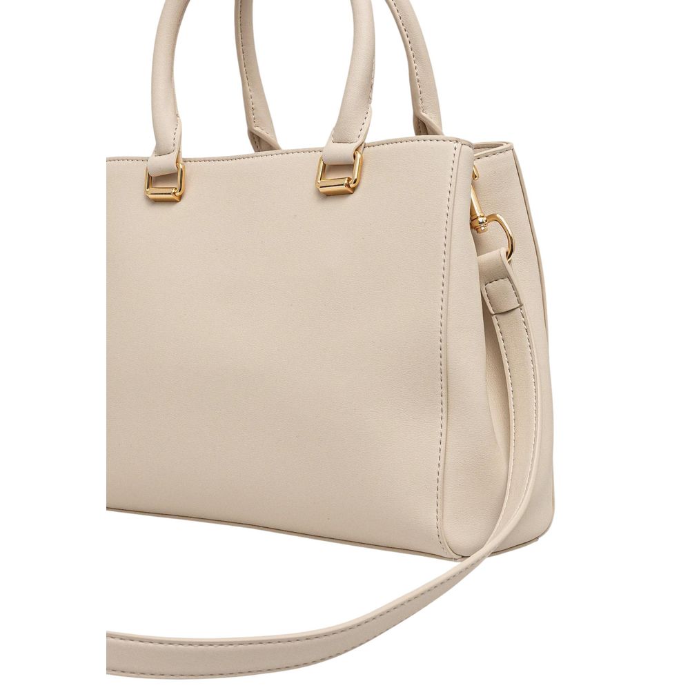 Indulge in the exquisite elegance of the Love Moschino Beige Polyethylene Handbag, a timeless accessory crafted from high-quality polyurethane, perfect for the discerning individual.