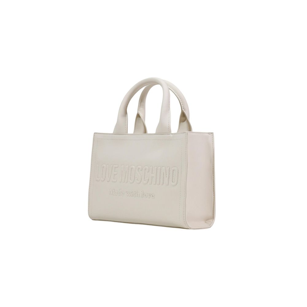 Elevate your elegance with the Love Moschino Beige Polyethylene Handbag, a masterpiece of sustainable luxury crafted from GRS polyurethane, perfect for every sophisticated occasion.