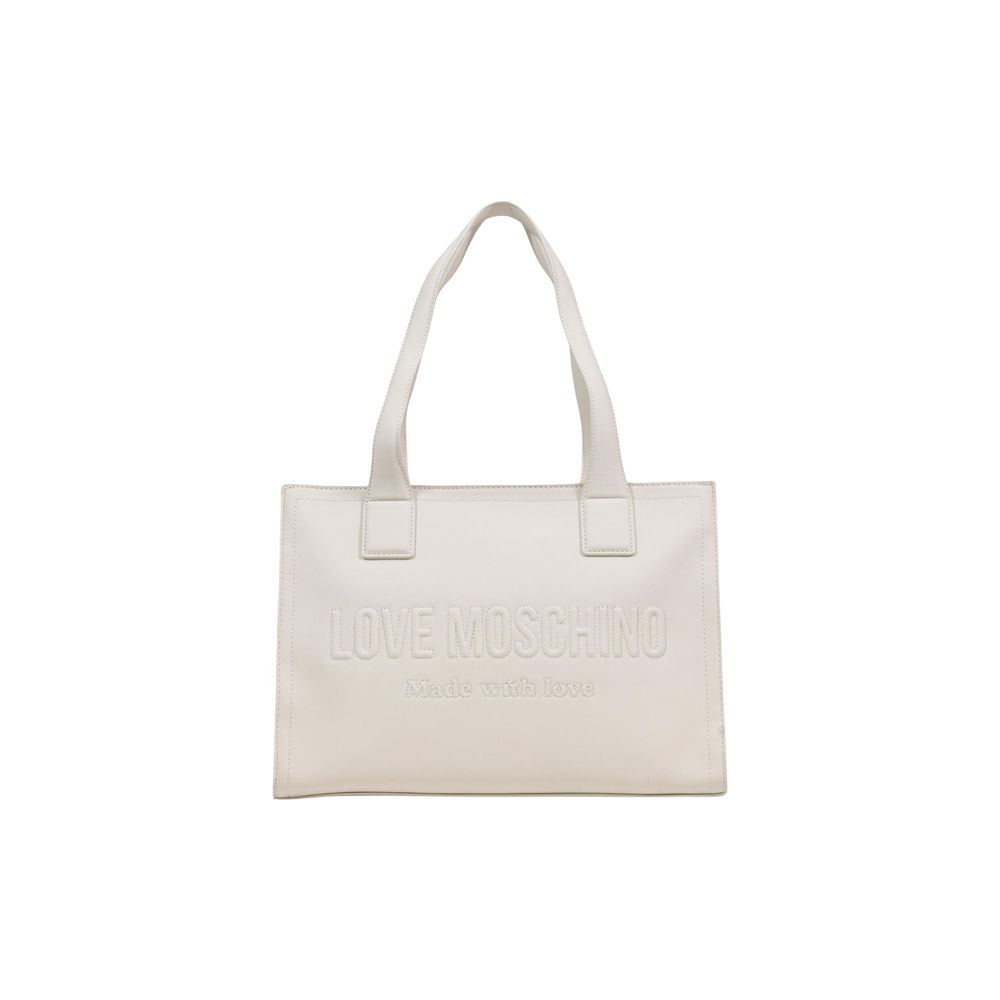 Indulge in the Love Moschino Beige Polyethylene Handbag, a blend of elegance and functionality, crafted from premium materials for the discerning individual.