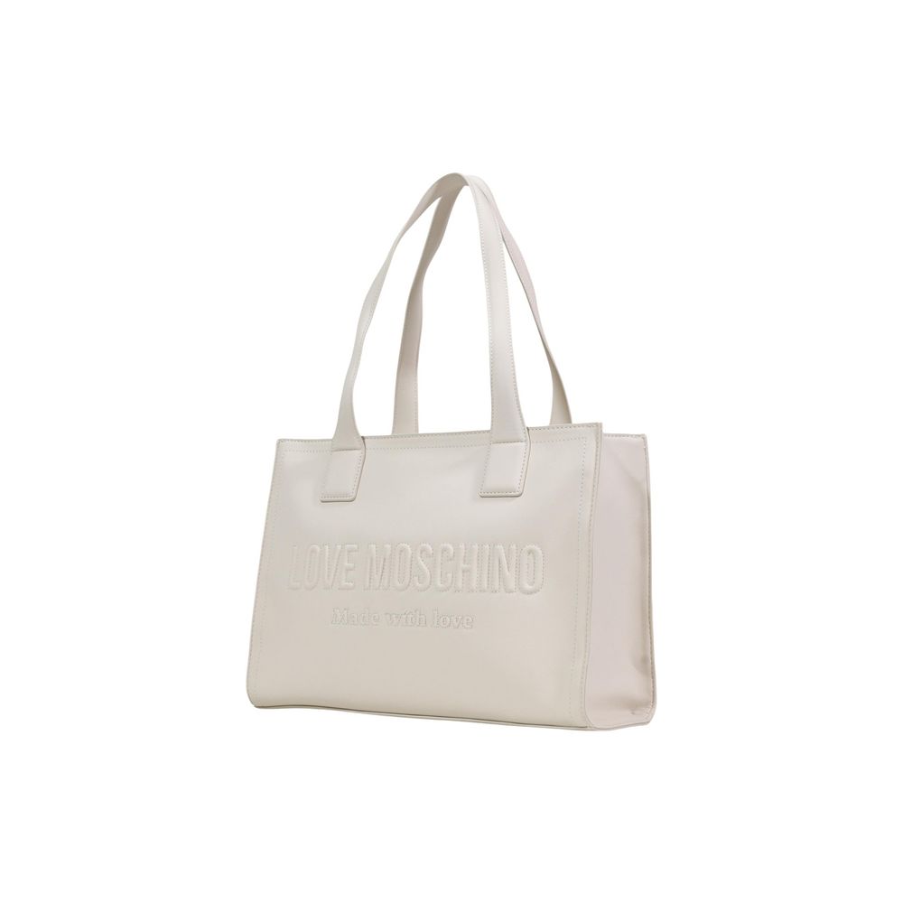 Elevate your style with the Love Moschino Beige Polyethylene Handbag, a luxurious blend of modern design and practicality, perfect for any occasion.