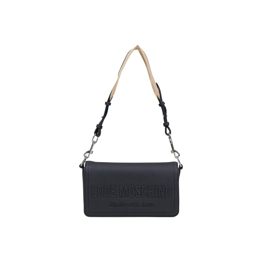 Discover the Love Moschino Black Polyethylene Handbag, a masterpiece of sustainable luxury and refined craftsmanship, perfect for elevating your style with elegance.