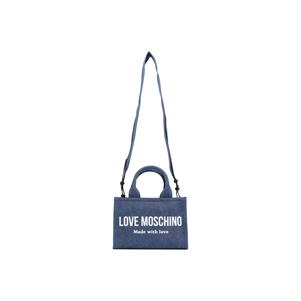 Indulge in the Love Moschino Blue Cotton Handbag, a masterpiece of luxury crafted from premium materials, embodying timeless elegance for the discerning individual.