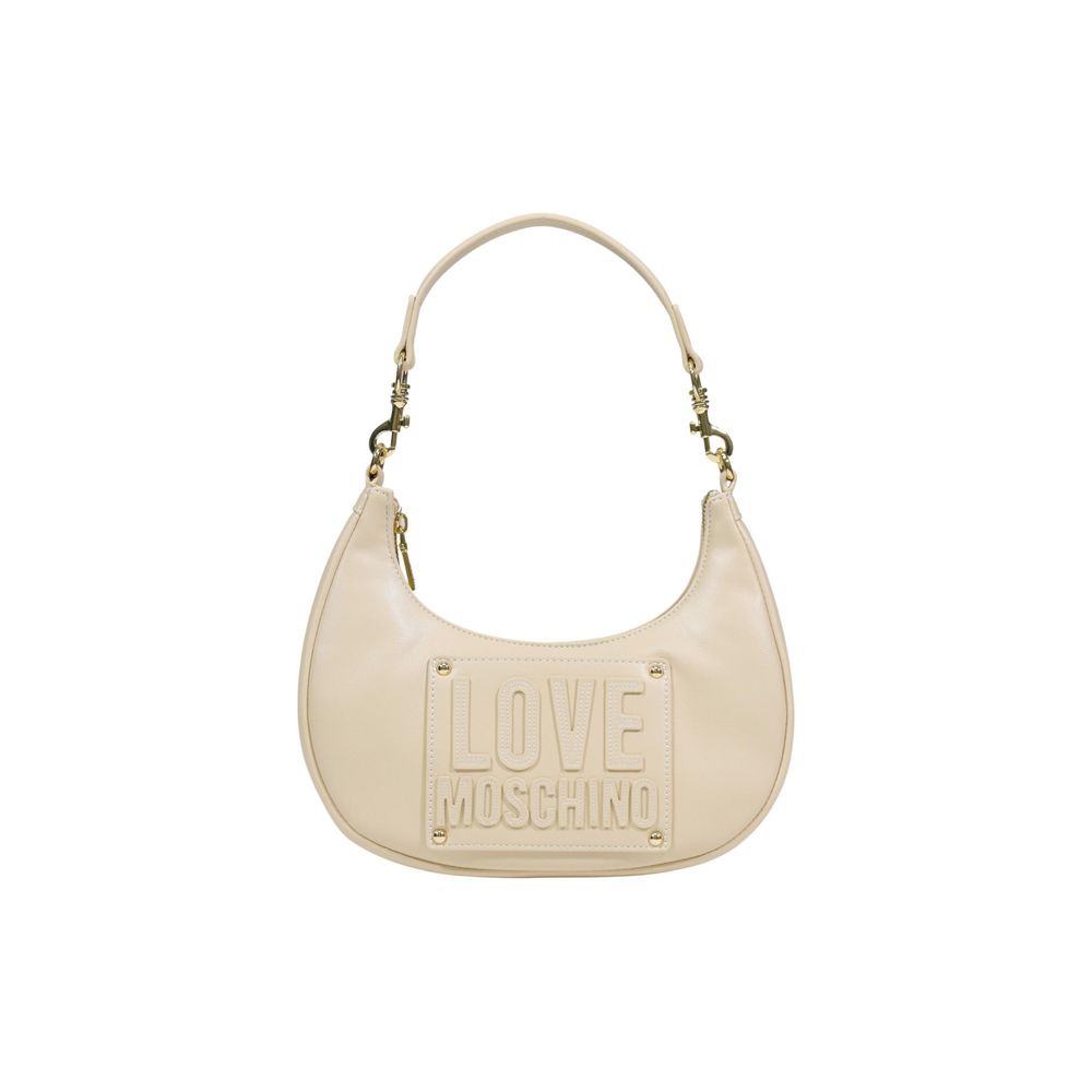 Indulge in the exquisite allure of the Love Moschino Cream Polyethylene Handbag, a masterpiece of craftsmanship and luxury, perfect for elevating any ensemble with sophistication.