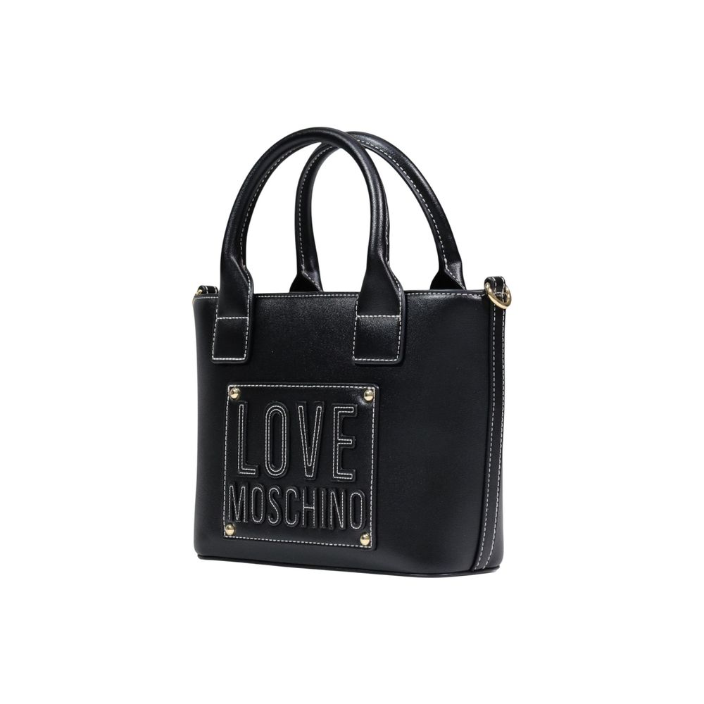 Discover the Love Moschino Black Polyethylene Handbag, a symbol of exquisite luxury and modern elegance, crafted for those who embody sophistication and allure.