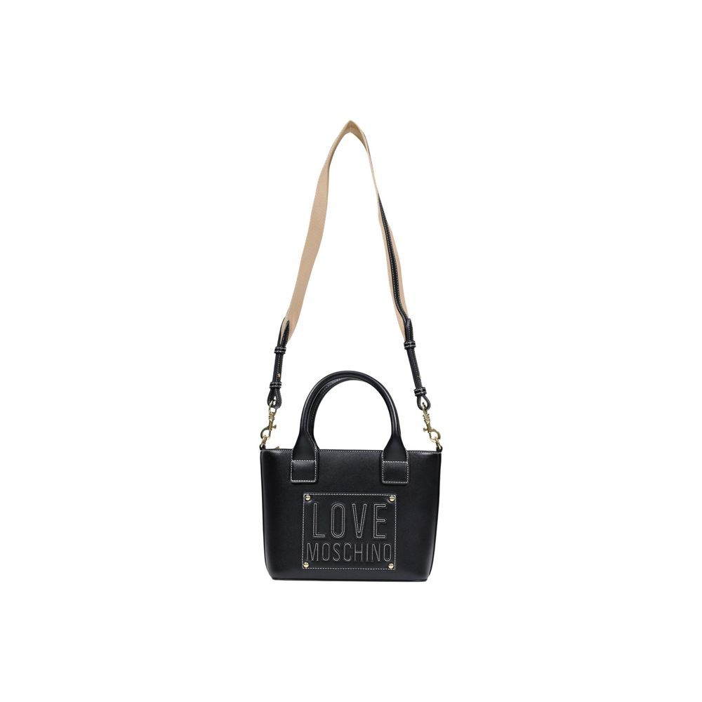 Discover the Love Moschino Black Polyethylene Handbag, a masterpiece of modern elegance crafted from high-quality polyurethane, perfect for the discerning individual seeking sophistication.