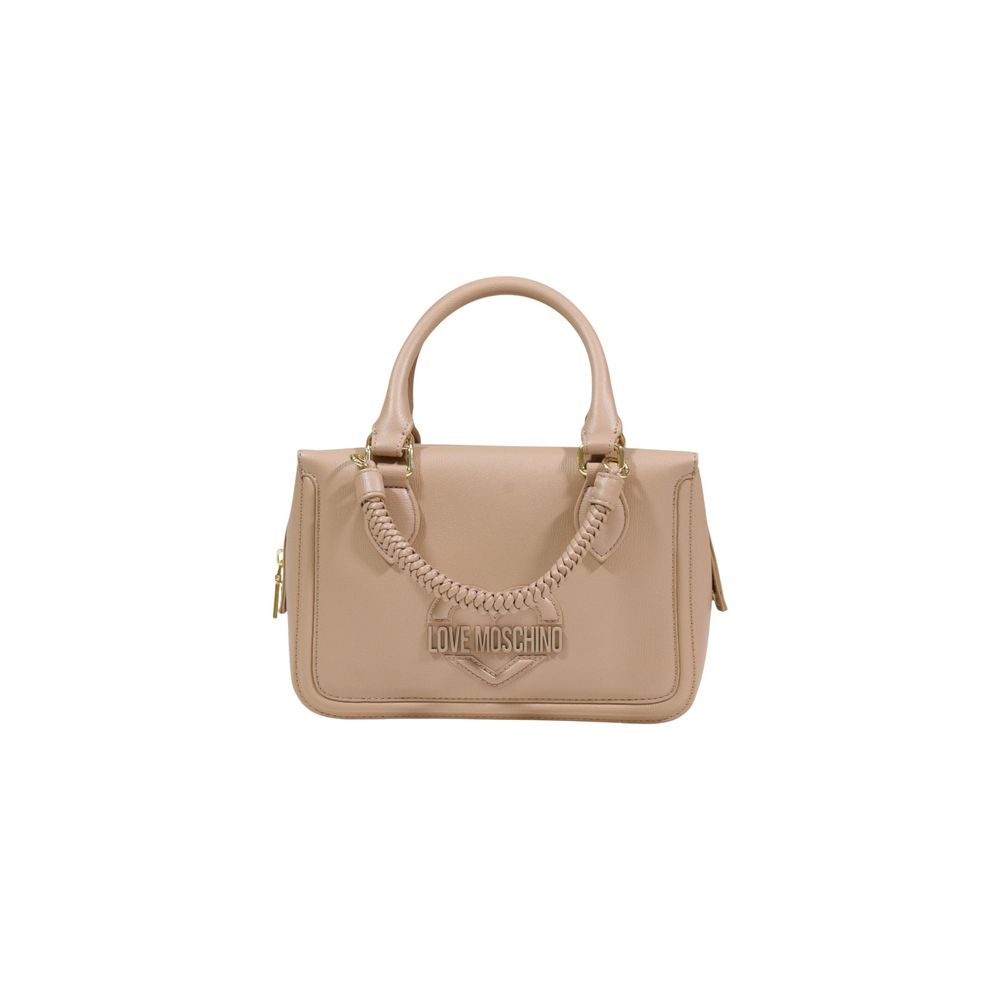 Indulge in the Love Moschino Beige Polyethylene Handbag from the SS26 collection, where luxurious polyurethane meets exquisite craftsmanship, elevating your style with effortless sophistication.