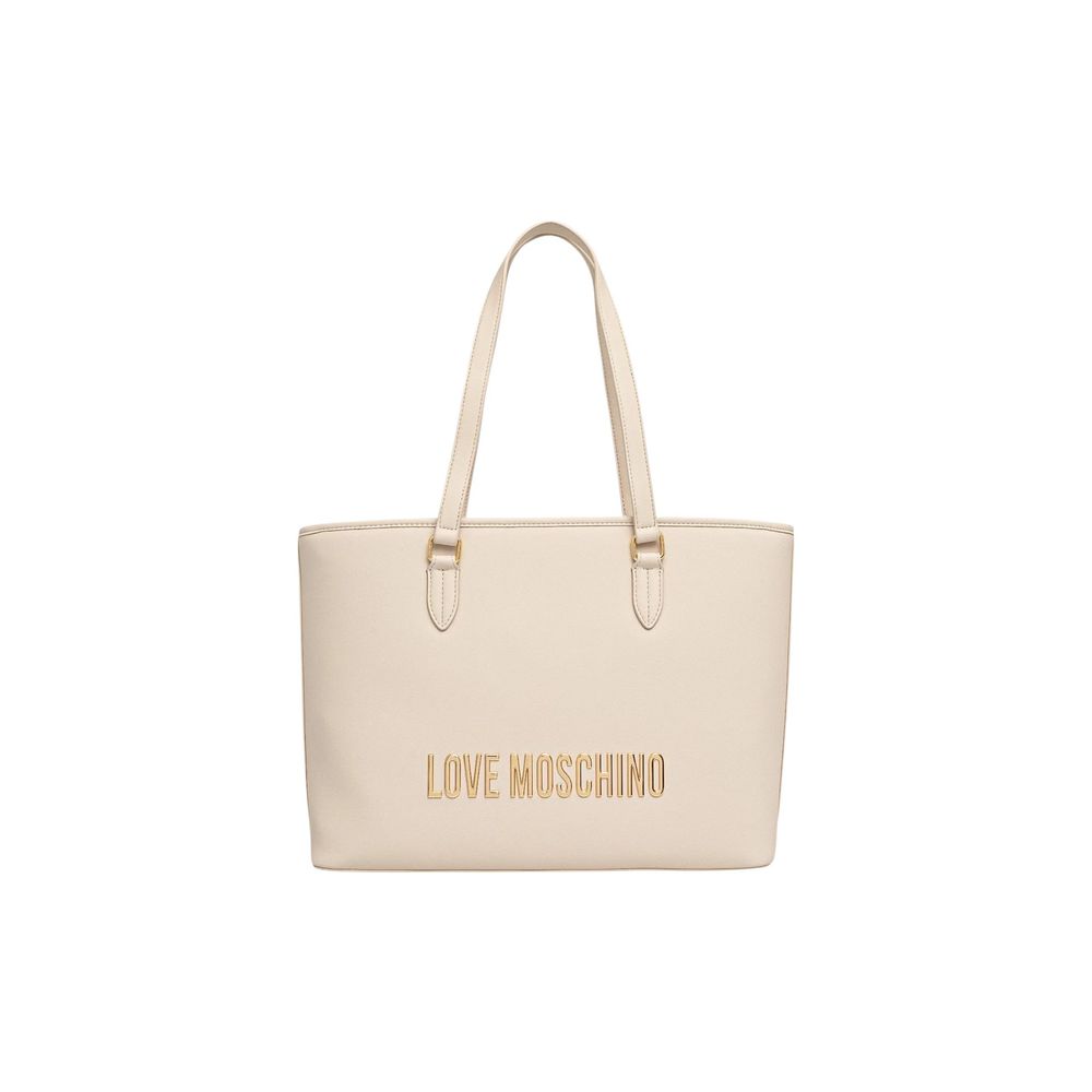 Experience the allure of the Love Moschino Beige Polyethylene Handbag, a masterpiece of elegance and craftsmanship, perfect for elevating any sophisticated wardrobe.