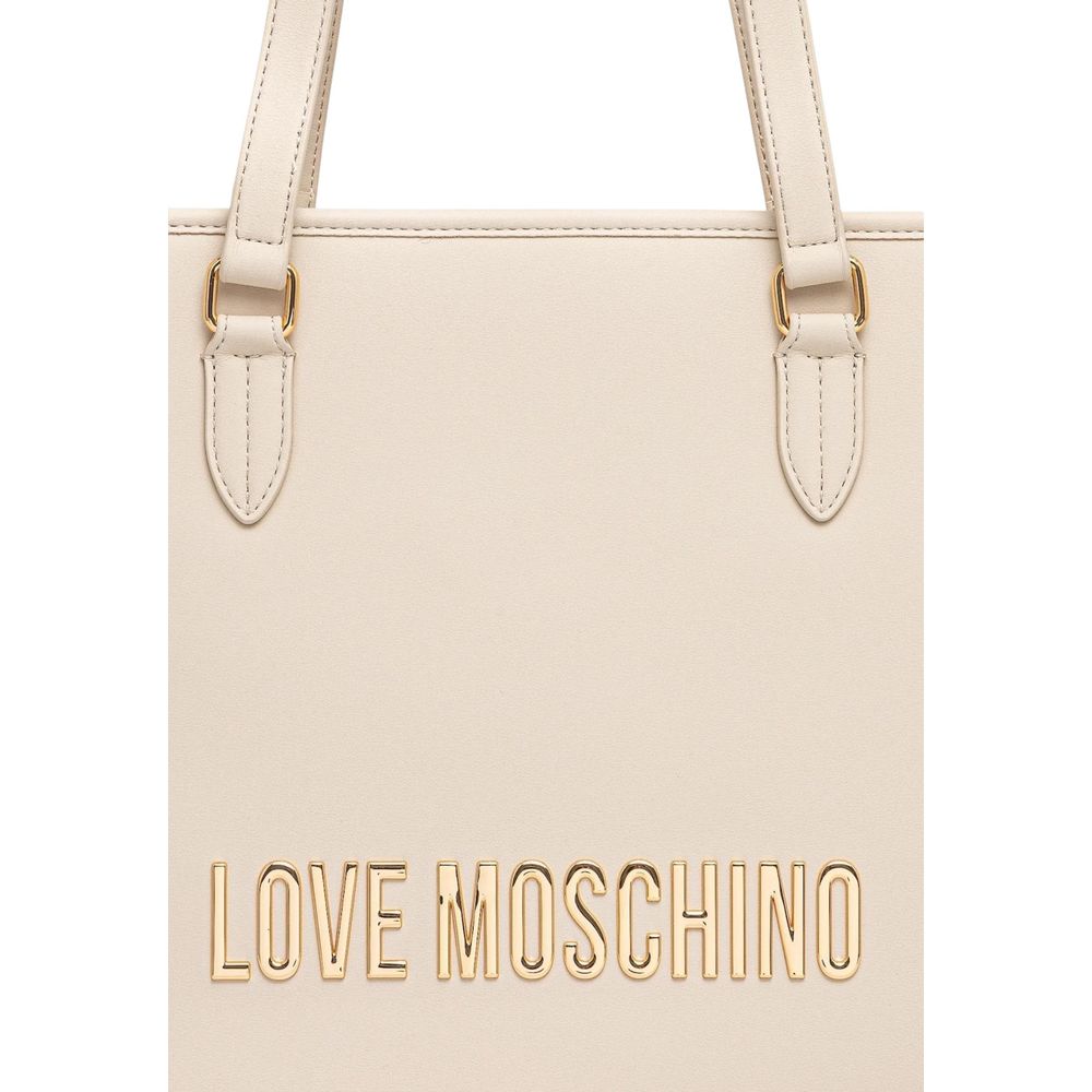 Experience the epitome of elegance with the Love Moschino Beige Polyethylene Handbag, crafted from premium polyurethane, designed for those who embody sophistication and style.