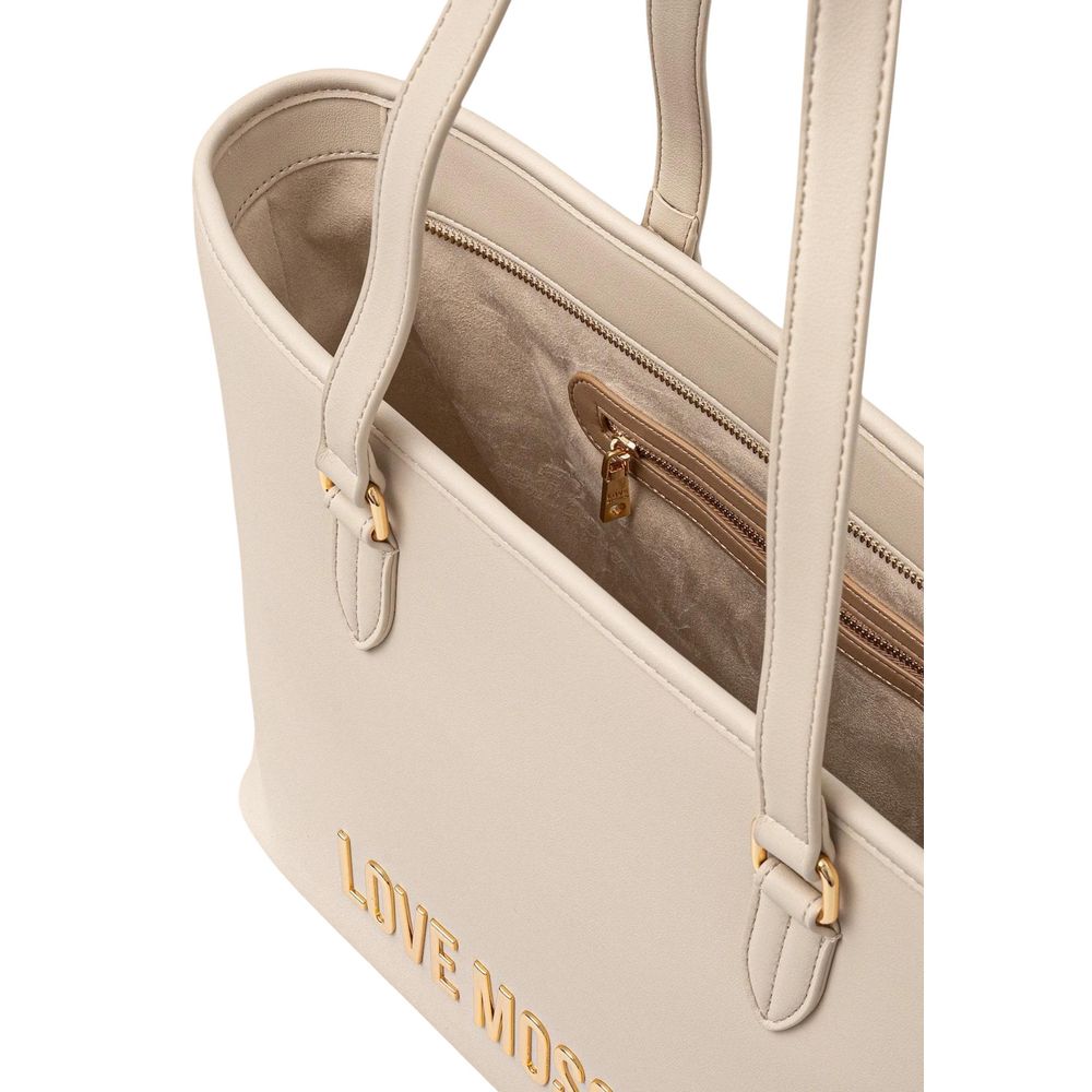 Discover the Love Moschino Beige Polyethylene Handbag, a masterpiece of elegance and craftsmanship, perfect for elevating your style with luxurious sophistication.