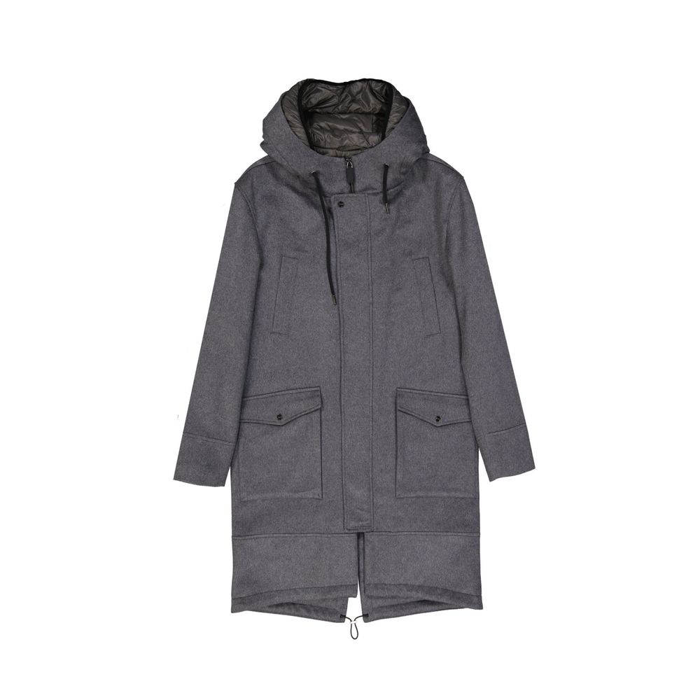 Indulge in the exquisite Herno Gray Cashmere Coat, a masterpiece of Italian craftsmanship, blending luxury and sophistication for the discerning individual.