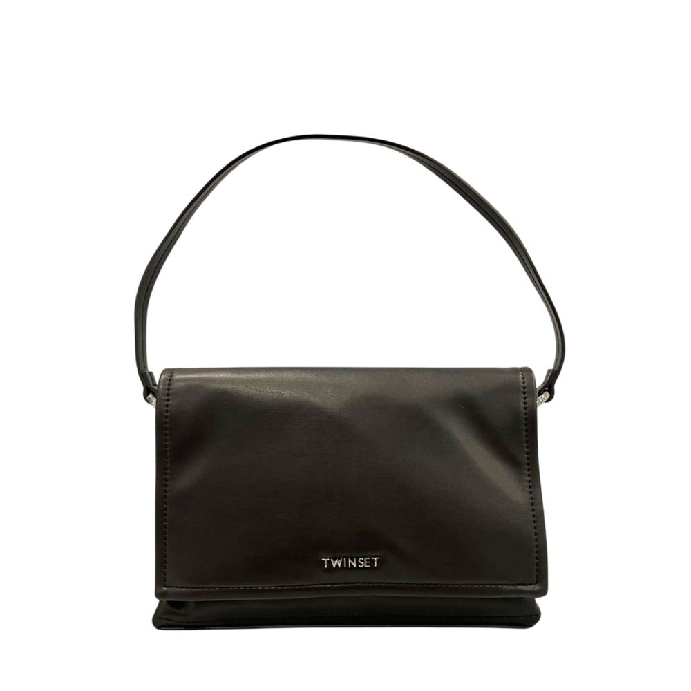 Twinset Black PU Women Shoulder Bag – Artisanal Luxury Accessory