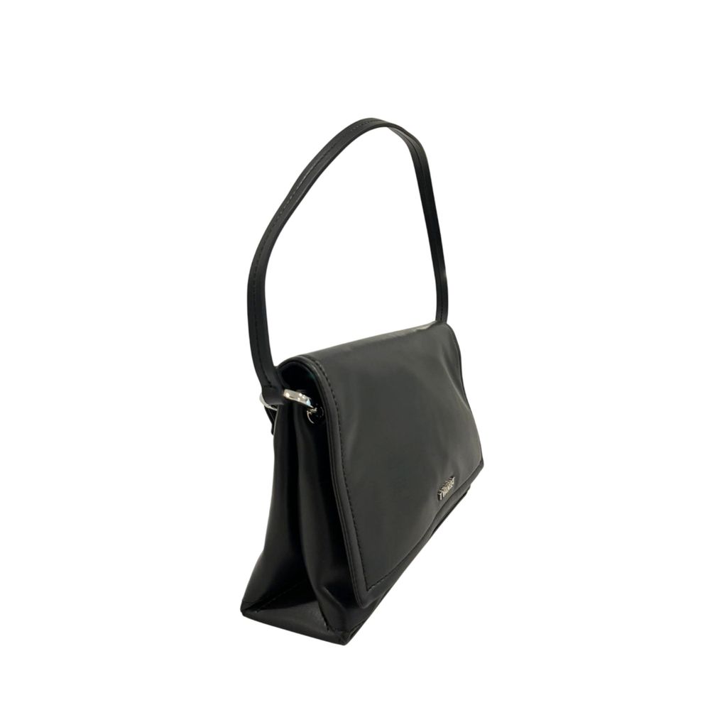 Twinset Black PU Women Shoulder Bag – Artisanal Luxury Accessory