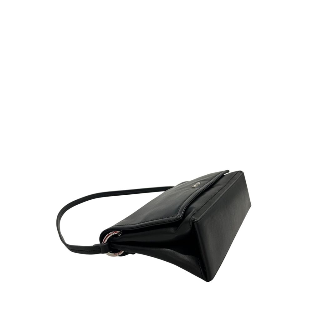 Twinset Black PU Shoulder Bag – Artisanal Luxury Accessory