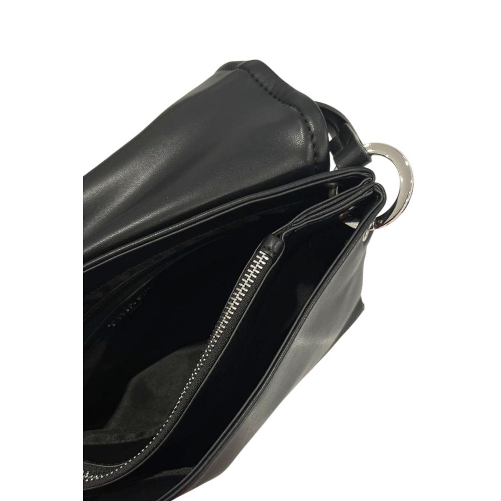 Twinset Black PU Women Shoulder Bag – Artisanal Luxury Accessory