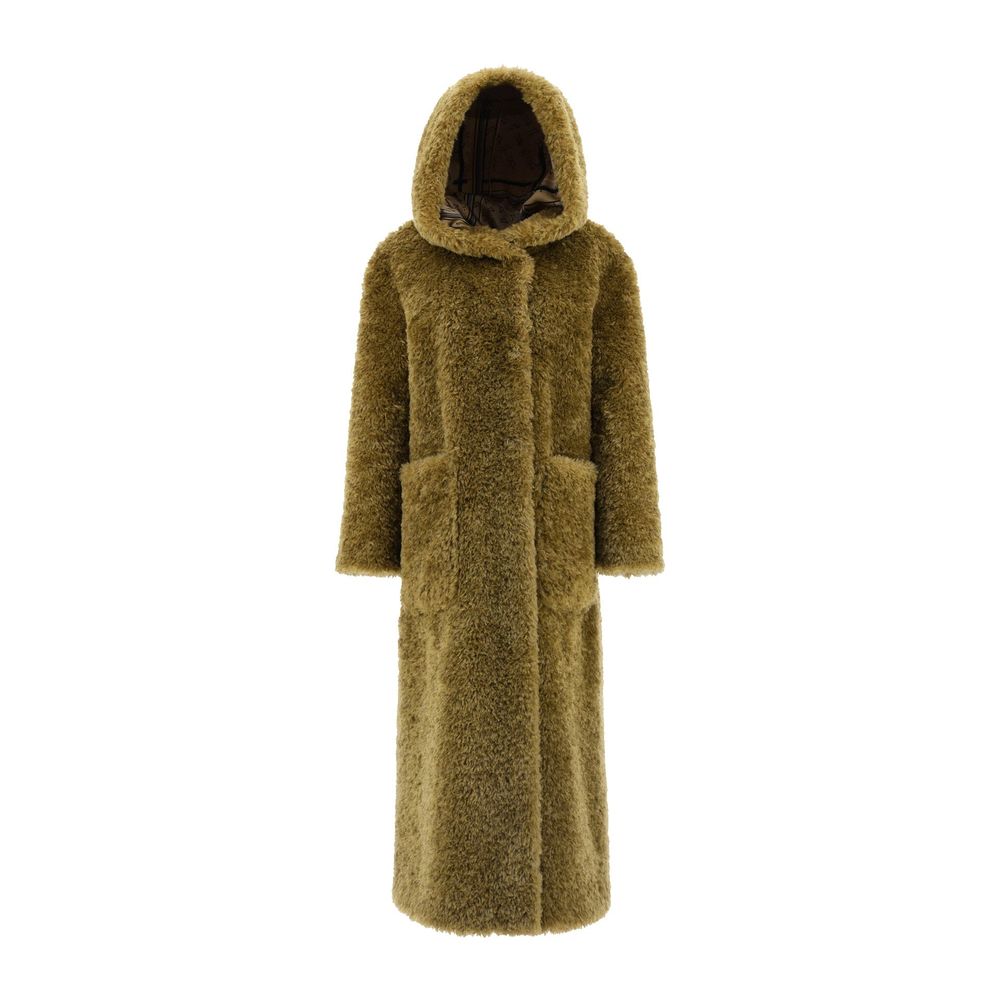 Indulge in the exquisite Herno Bicolor Polyester Coat, crafted from luxurious materials with a sheepskin-effect faux fur, embodying sophistication and timeless elegance.
