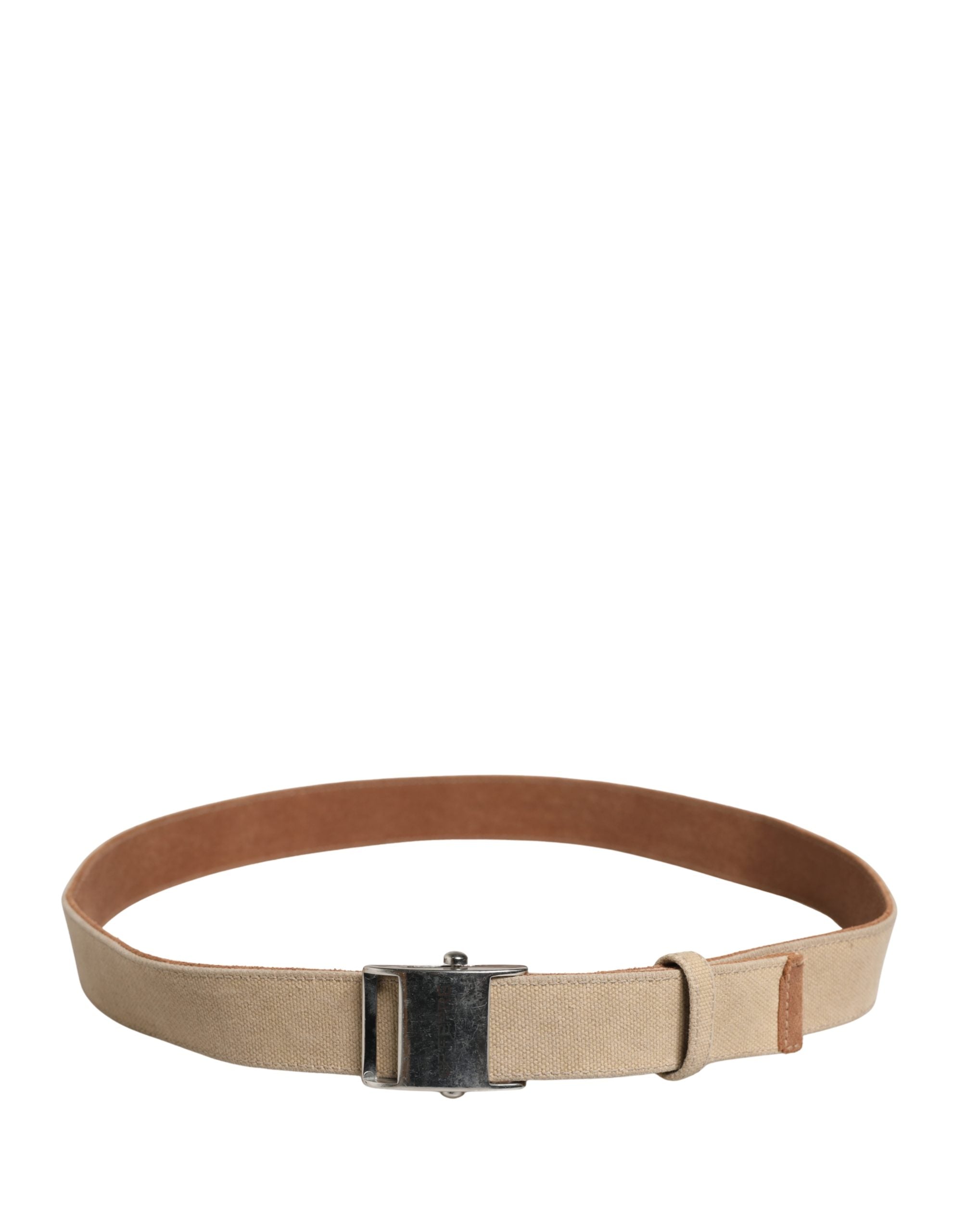GF Ferre Beige Canvas Belt – Artisanal Luxury Accessory