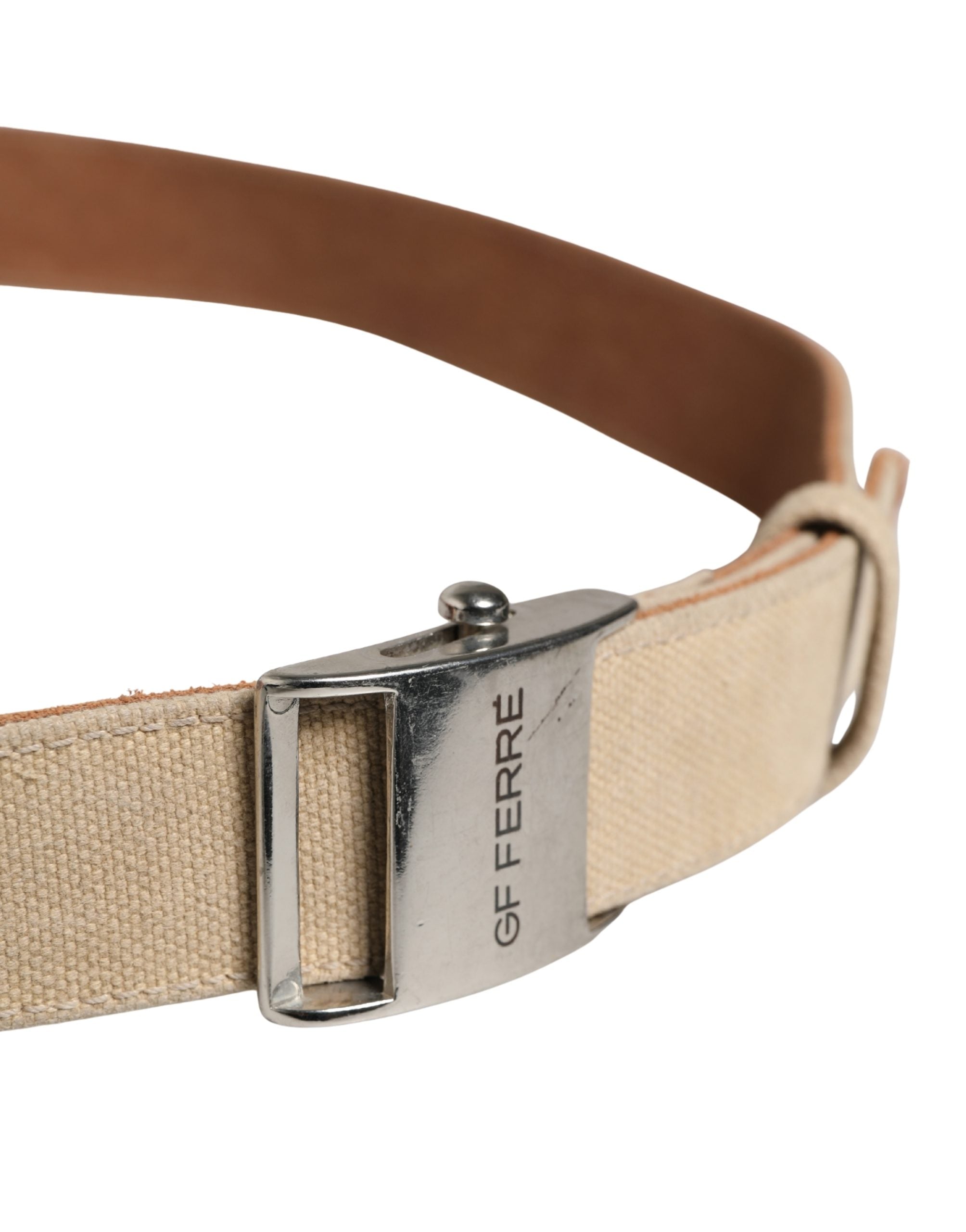 GF Ferre Beige Canvas Belt – Artisanal Luxury Accessory