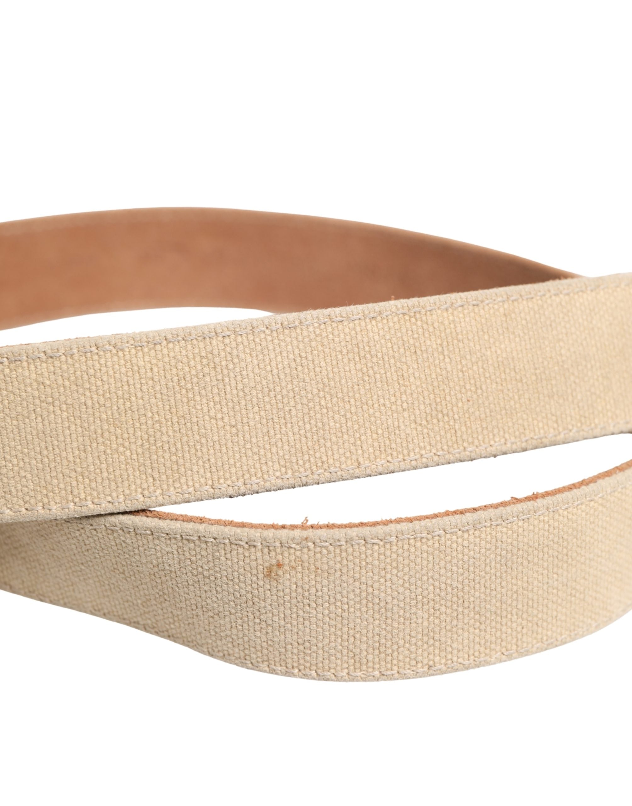 GF Ferre Beige Canvas Belt - Designer Artisanal Luxury Accessory