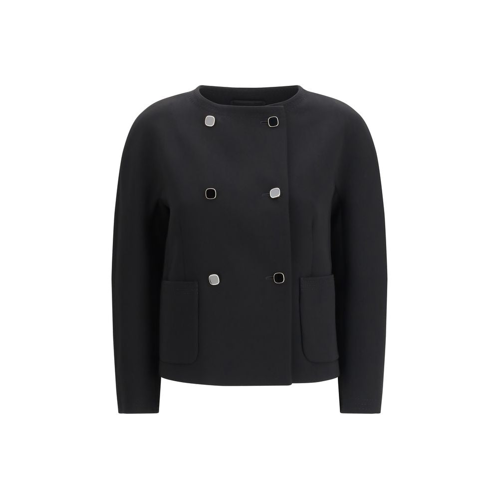 Max Mara Black Triacetate Full-Length Jacket - Designer Couture